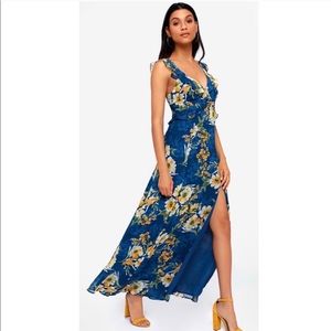 Lulus Blue Floral Maxi dress